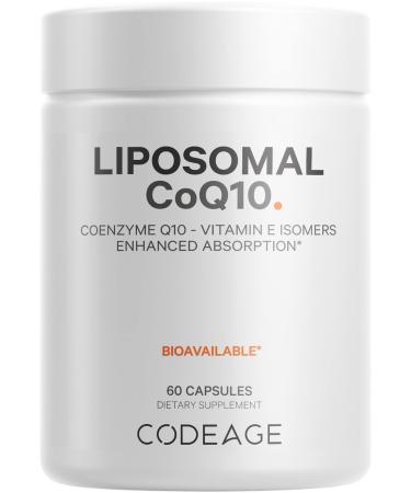 Codeage Liposomal CoQ10 Supplement - 125 mg Coenzyme Q10 with Vitamin E Isomers Tocopherols - 2-Month Supply - 1 Capsule Per Serving - Liposomal Delivery - Vegan Non-GMO Gluten-Free - 60 Capsules