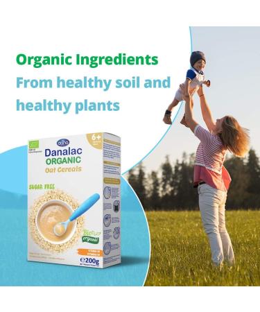 DANALAC Organic Oat Baby Cereal 200g - Sugar-Free Porridge for Babies 6 Months+ | Pack of 1 - Buy Online on GoSupps.com