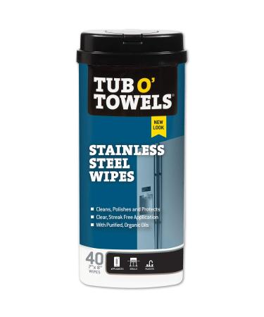 Tub O' Towels Heavy Duty Stainless Steel Wipes,White , 40 Count - TW40-SS (1-Pack)