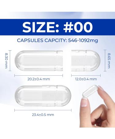 Buy 500 Clear Vegetarian Empty Capsules Size 00 - DIY Supplements - Pullulan Capsules with Micro Lab Spoons | High-Quality Fillable Caps - Buy Online on GoSupps.com