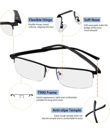 Buy Progressive Multifocus Reading Glasses - Semi Rimless Blue Light Blocking for Men & Women - TR90 Multifocal Readers - Black Frame - Clear Lens 2.0x - International Shipping Available - Buy Online on GoSupps.com