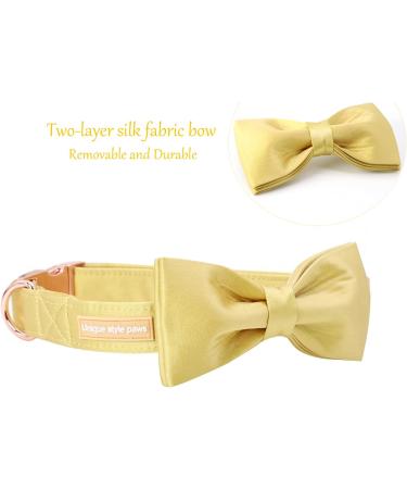 Unique Style Paws Yellow Silk Dog Collar - Adjustable Soft Fly Collapsible Gift for Small Dogs - Buy Online on GoSupps.com