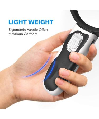 Glass with Light LED Hand-held Magnifier Portable 5.5-inch Super Lens - Easy for Mother and Father to Read Small Fonts 2X 4X 25x Lightweight Handheld Glass Made in China - Buy Online on GoSupps.com