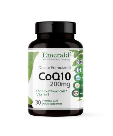 EMERALD LABS CoQ10 200mg - Premium Wellness Supplement with Natural Vitamin E - Supports Antioxidant Circulation Energy & Heart Health - 30 Capsules (30-Day Supply)