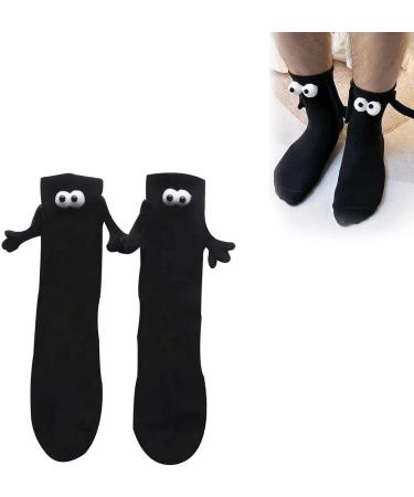 Holding Hands Couple Socks | Magnetic 2D Doll Design | Mid-tube Couple Socks | 2 Pcs Black - Buy Online on GoSupps.com