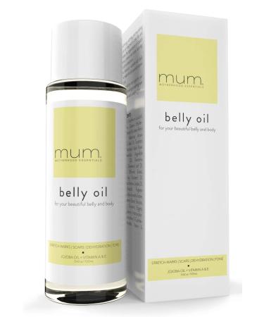 Mum. Motherhood Essentials Organic Belly Oil (3.42 oz), Maternity Stretch Mark Oil, Prevent, Heal, & Remove Stretch Marks & Scars, Safe For Pregnancy, Dermatologist Recommended, Maternity Essential