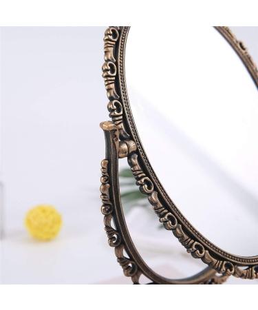 Vintage Double-Sided Princess Makeup Mirror - Oval Vanity Mirror for Bedroom - Portable Antique Beauty Mirror (25*16.5CM) - Buy Online on GoSupps.com