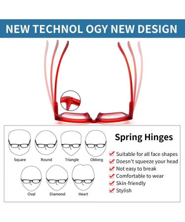 Amorays Oversize Square Frame Reading Glasses for Women & Men - Vintage Style with Anti-Blue Light Lenses - +1.00 Red Presbyopia Readers - Buy Online on GoSupps.com
