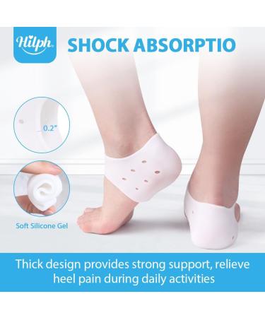 Hilph Silicone Heel Protectors - 4 Pairs | Cushioned Gel Heel Cups for Plantar Fasciitis & Achilles Tendinitis Relief | Moisturizing Pads for Dry Cracked Heels - Unisex - Buy Online on GoSupps.com