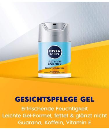 Beiersdorf NIVEA MEN Active Energy facial care gel 50 ml revitalizing facial cream for men fastabsorbing moisturizer against signs of fatigue - Buy Online on GoSupps.com