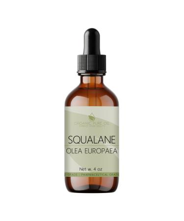 Squalane Oil - 100% Pure Refined Plant-Derived Non-GMO Squalene from Olives - 4 oz Glass & Dropper - Ultra Hydrating Carrier Facial Oil for Face Skin Hair Body Scalp & More - For All Skin Types
