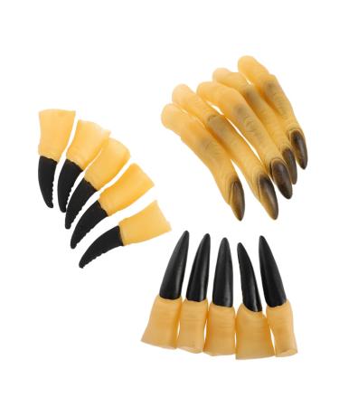Healeved 3 Sets Halloween Nail Set Fingertip Halloween Costume False Nails Halloween Party Prop Mini Casserole Dish Halloween Cosplay Props Fake Fingers Nail Make up Apparel