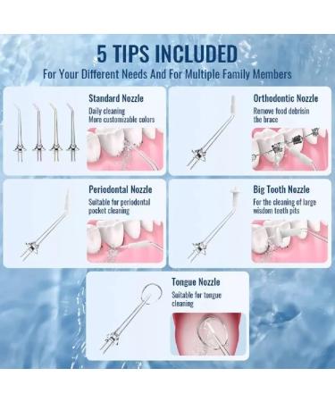 Rykostex Cordless Water Flosser for Teeth Cleaning - 300ML Dental Oral Irrigator | Rechargeable Waterproof 3 Modes & 5 Tips - Perfect for Home & Travel (White - Buy Online on GoSupps.com