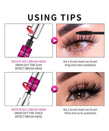2 PCS Vibely 2 in 1 Mascara - Waterproof, Lengthening, Thickening Effect - 4D Silk Fiber Makeup for Long, Full Lashes - Buy Online on GoSupps.com