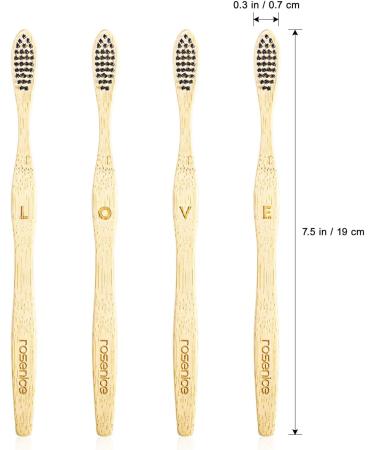 Healifty Natural Bamboo Toothbrushes - Eco-Friendly Wooden Toothbrushes with Soft Black Bristles (4 Pack) | Sustainable Oral Care for Family - Buy Online on GoSupps.com