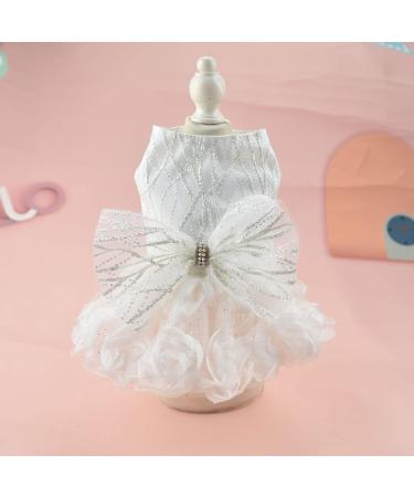 Fladorepet Luxury Dog Wedding Dress - White Rose Tutu for Small Dogs | XL Formal Party & Bridal Costume - Buy Online on GoSupps.com