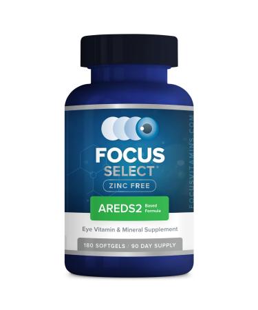 Focus Vitamins | Focus Select Zinc Free Formula | 180 Softgel Capsules | AREDS2 Based Formula | Eye Vitamin & Supplement | Easy to Swallow Pill 180 Count (Pack of 1)