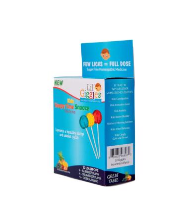 Lil Giggles Kids Medicated Lollipops - Homeopathic Sleep Aid for Children - Blueberry Strawberry & Tropical Flavor - 12 CT - Buy Online on GoSupps.com