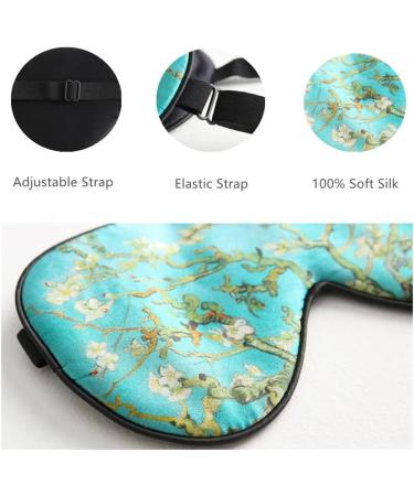 Tim Tina Silk Sleep Mask for Women Men - Adjustable Comfortable Eye Mask for Travel, Yoga, Nap - Green Flower Design - Buy Online on GoSupps.com