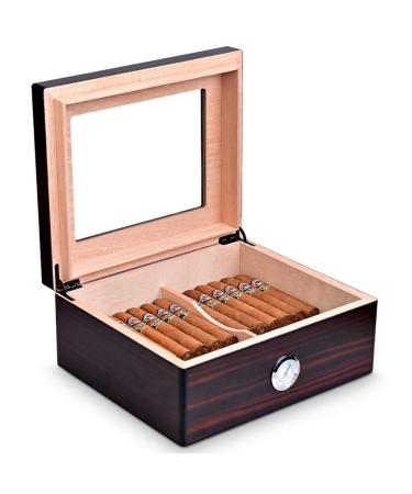 Cigar Humidor Handmade Cedar Wood Cigar Box Desktop Humidor with Hygrometer and Humidifier Removable Cedar Tray