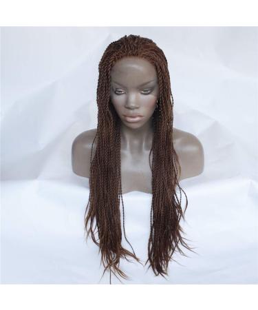 wig Women s hand-woven front lace chemical fiber wig two twisted small braids long hair wig