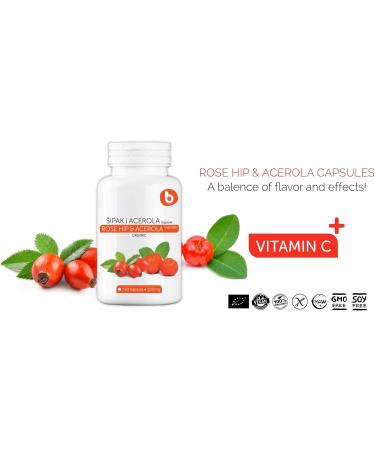 Organic RoseHips & Acerola Capsules - Plant Based Vitamin C 1000mg from Acerola Cherry Powder Organic & Rosehip Powder - Without Ascorbic Acid - Supports Immune Health - GMO free - 90 Vegan Capsules - Buy Online on GoSupps.com