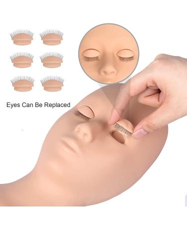 Fenshine Silicone Lash Mannequin Head with Replaced Eyelids - Soft Practice Head for Eyelash Extension Training (Skin Color) - Buy Online on GoSupps.com