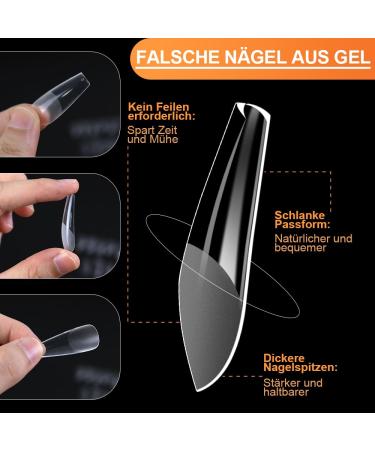 Zifuton Gel Nail Tips Set - 384 Pieces Ballerina & Almond Shapes | Full Cover Press-On Nails for DIY & Nail Studios - 24 Sizes - Buy Online on GoSupps.com