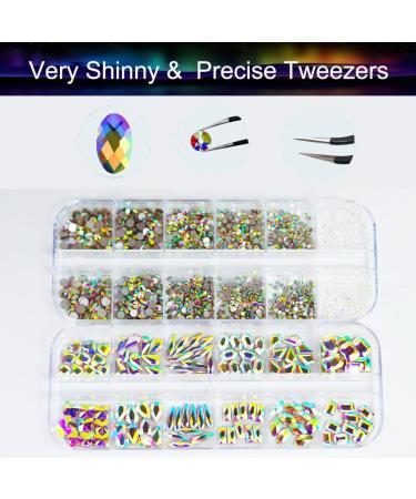 2680pcs AB Nail Rhinestones Set with 120pcs Colorful AB Nail Charms and 2560pcs AB Flatback Beads for Nails and Makeup Decoration - Buy Online on GoSupps.com