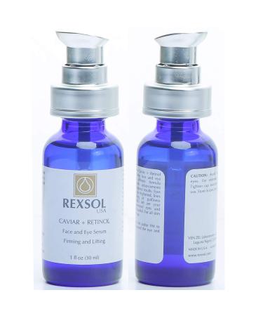 REXSOL Caviar + Retinol Face and Eye Serum | Firming & Lifting | Vitamin C E & A | Hybrid Sunflower & Caviar Oil | Youthful Skin Revitalization | 30 ml - Buy Online on GoSupps.com