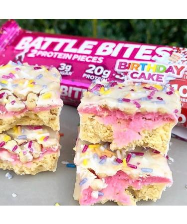 Battle Bites Birthday Cake Protein Bars 12 x 62g | High Protein, Low Carb/Sugar - Buy Online on GoSupps.com