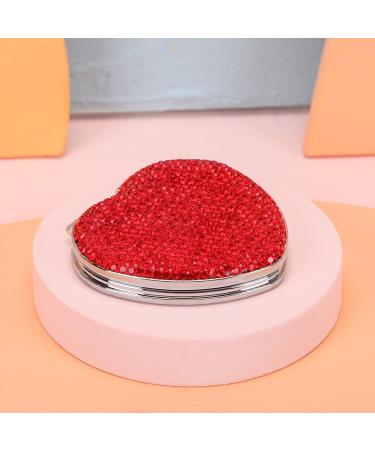 Fawziya Bling Heart Makeup Mirror 2X Magnifying - Red | Compact, Portable Beauty Mirror - Buy Online on GoSupps.com