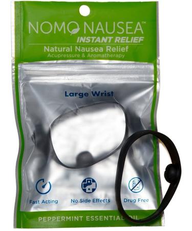 NOMO Anti Nausea Wristband | Motion Sickness Band for Pregnancy | Peppermint Aromatherapy and Acupressure Instant Relief Band | Large Size Wrist ( 6.25 ) | Black | Pack of 2 Black Large (Pack of 2)