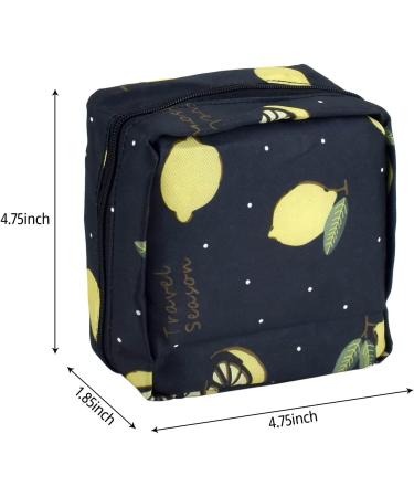 Portable Sanitary Napkin & Menstrual Cup Storage Bag - Black Lemon | Ideal Period Pouch for Women & Teen Girls - Buy Online on GoSupps.com