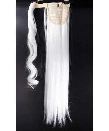 Ponytail Extension Wrap Around Long Straight Curly Clip in Ponytail Hair Extensions for Women Brown Black Blonde Hairpiece 23"-Straight White 23 Inch White - Buy Online on GoSupps.com