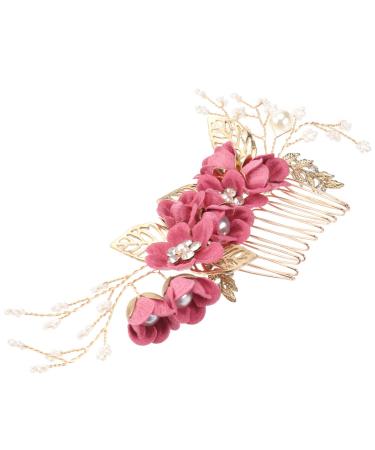 PATKAW Crystal Bride Wedding Hair Comb - Crystals Headdress Alloy Rhinestone Bridal Hair Accessories - Bridal Hair Piece Hair Accessories for Women and Girls (Rosy)
