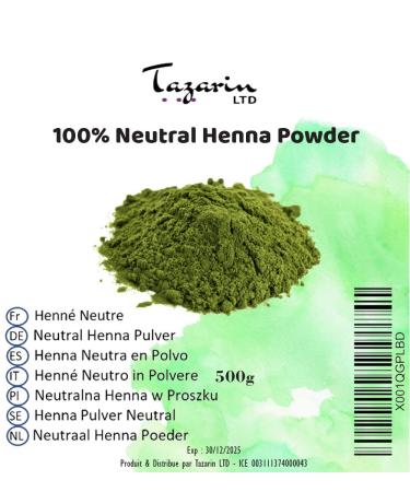 500g Neutral Henna Powder - Natural Hair Cleanser & Strengthener | Cassia Obovata - Fine Powder 100% Pure & Additive-Free | Tazarin LTD - International Shipping - Buy Online on GoSupps.com