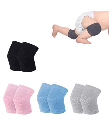 dinghaole 4 Pairs Baby Crawling Anti-Slip Knee Pads - Unisex Toddler Knee Protectors for Safety Walking - Soft & Breathable Baby Knee Pads for Comfortable Crawling