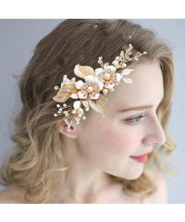 ISLHJDD Gold Wedding Hair Comb Wedding Hair Clip Pearl Hair Comb Wedding Hair Accessory Decorative Wedding Hair Comb Hair Accessories for Brides Girls - Buy Online on GoSupps.com