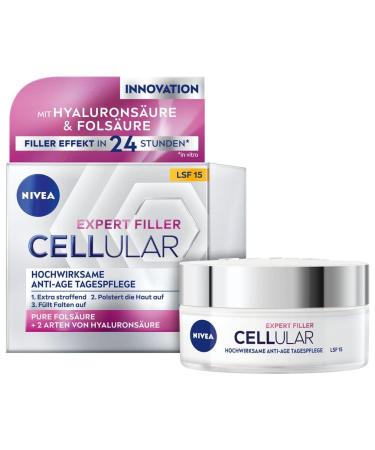Beiersdorf NIVEA Cellular Expert Filler Zerer effective antiageing day cream 50 ml additional reinforcing hyluron cream with filling effect filling antiripping cream with SPF 15