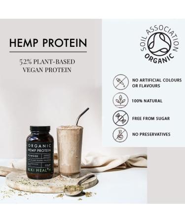 KIKI Health - Organic Hemp Protein - Plant-Based Protein Powder - Rich in Magnesium and Omega 3 - Contains All 21 Amino Acids and 8 Essential Fatty Acids - Post Workout Shake - 235g - Buy Online on GoSupps.com