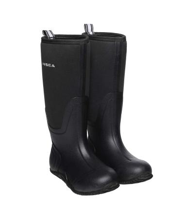 HISEA Women's Rubber Rain Boots Waterproof Insulated Garden Shoes Outdoor Hunting Working Riding Neoprene Boots 8 Black