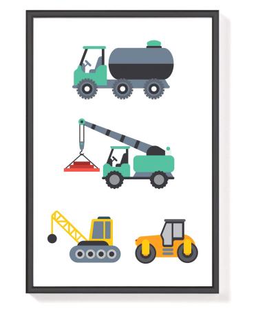 Shop Heaven Sugar Premium Wall Pictures Set for Kids - A4 Children's Room Decor | Vehicle & Fire Engine Posters - Buy Online on GoSupps.com