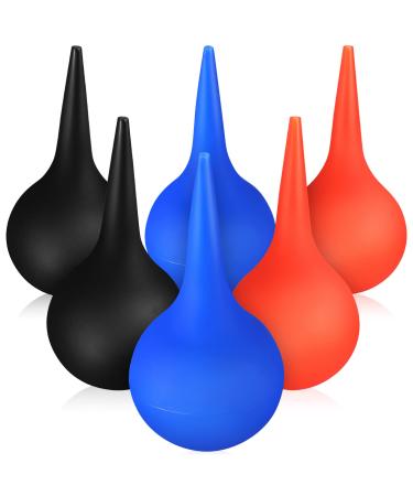 Healifty Ear Syringe Pack of 6-60ml Hand Bulb Syringe for Infants & Adults Rubber Ear Washing Squeeze Bulb Ear Washing Removal Tool Ear Syringe (Black Blue Orange) Black Blue Orange 60ml