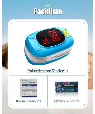 Hofenry Pulse Oximeter for Children - Accurate SpO2 Heart Rate Monitoring | Child-Friendly Design Includes 2 AAA Batteries - Buy Online on GoSupps.com