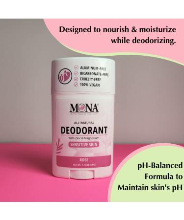 MONA BRANDS All Natural Deodorant For Women & Men | For Sensitive Skin | No Aluminum or Baking Soda | (2-Pack ROSE 1.76 Oz each) - Buy Online on GoSupps.com