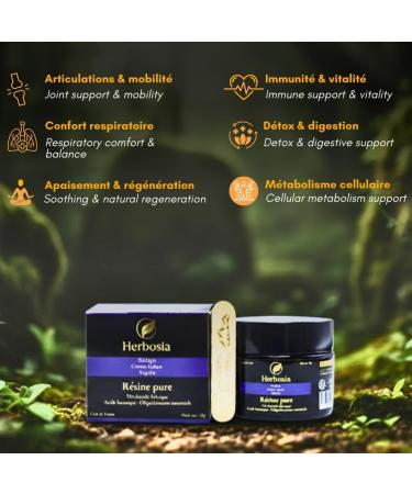  HERBOSIA Shilajit Costus Nigella - Pure Resin Formula 50g - Natural Triple Extract Premium - French Quality - Buy Online on GoSupps.com