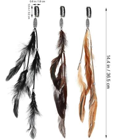 Oenothera 6 Pieces 3 Feather Hair Clips Indian Feather Headband Hippie Boho Headpiece for Women and Girls - Buy Online on GoSupps.com