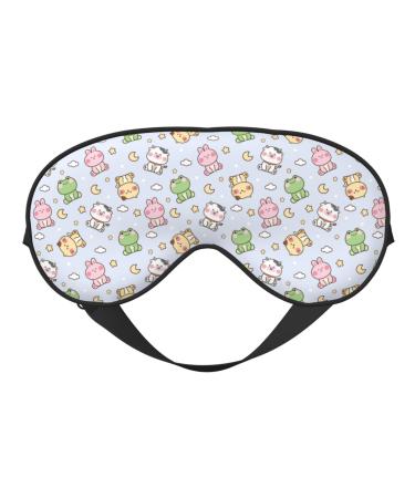 Cute Animals Cartoon Sleep Mask Adjustable Double -Sided Eye Mask Soft Sleeping Eye Covers for Sleeping Perfect Shading Reduce Eye Edema