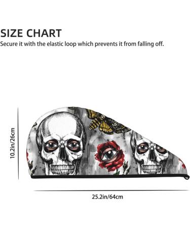 Skulls Roses Microfiber Hair Towel Wrap - Super Absorbent Quick Dry Hair Cap for Women with Long Curly & Thick Hair - Buy Online on GoSupps.com